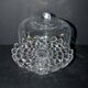 Antique cheese dome on a diamond moulded crystal stand, 1920, marked registered.