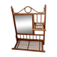 Old bamboo and rattan mirror with vintage folding shelves