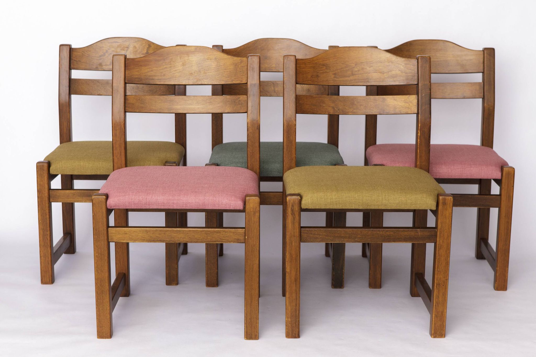 Set of 5 Vintage Dining Chairs, 1960s–1970s | Colorful Upholstered Vintage