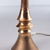 Ceramic gold table lamp with original shade, 70s
