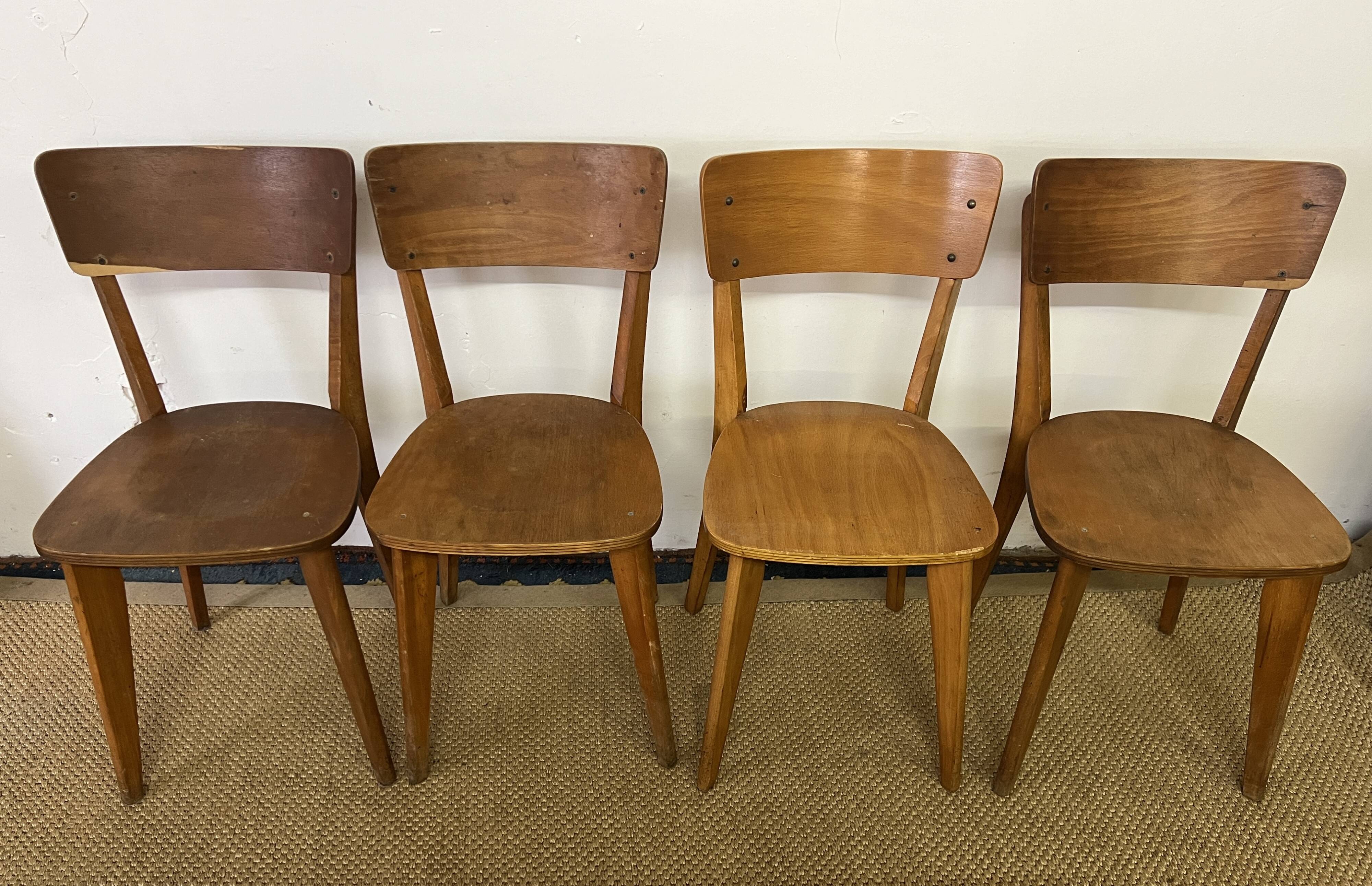 Vintage wooden table and 4 chairs set