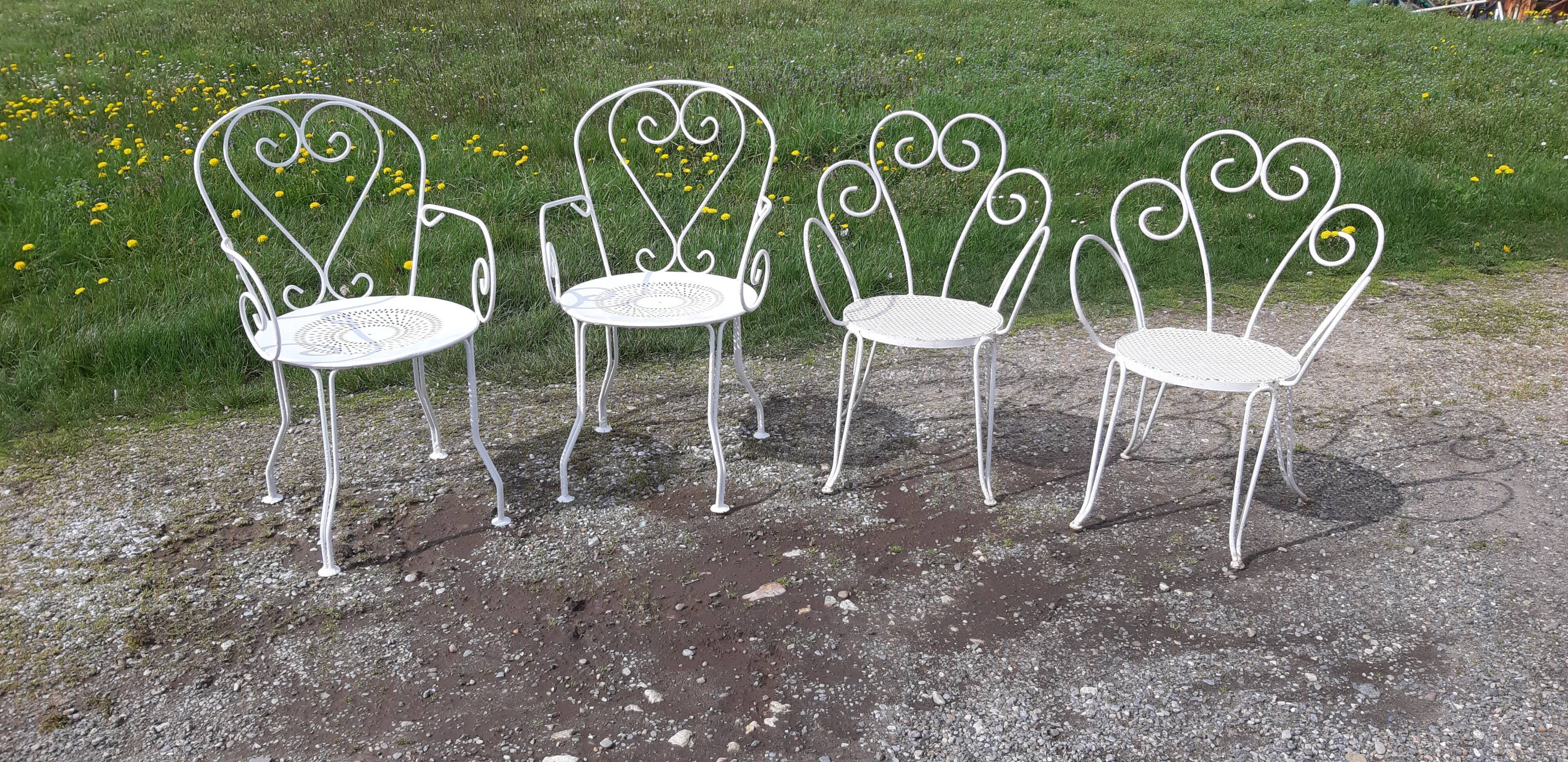 4 garden armchairs 1900 in wrought iron