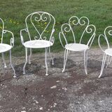 4 garden armchairs 1900 in wrought iron