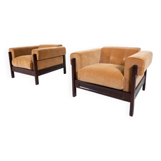 Mid-Century Pair of Armchairs by Saporiti, Italy, 1960s - New Upholstery
