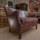 Small Vintage Bench Sofa Studded Leather Sofa 1970s