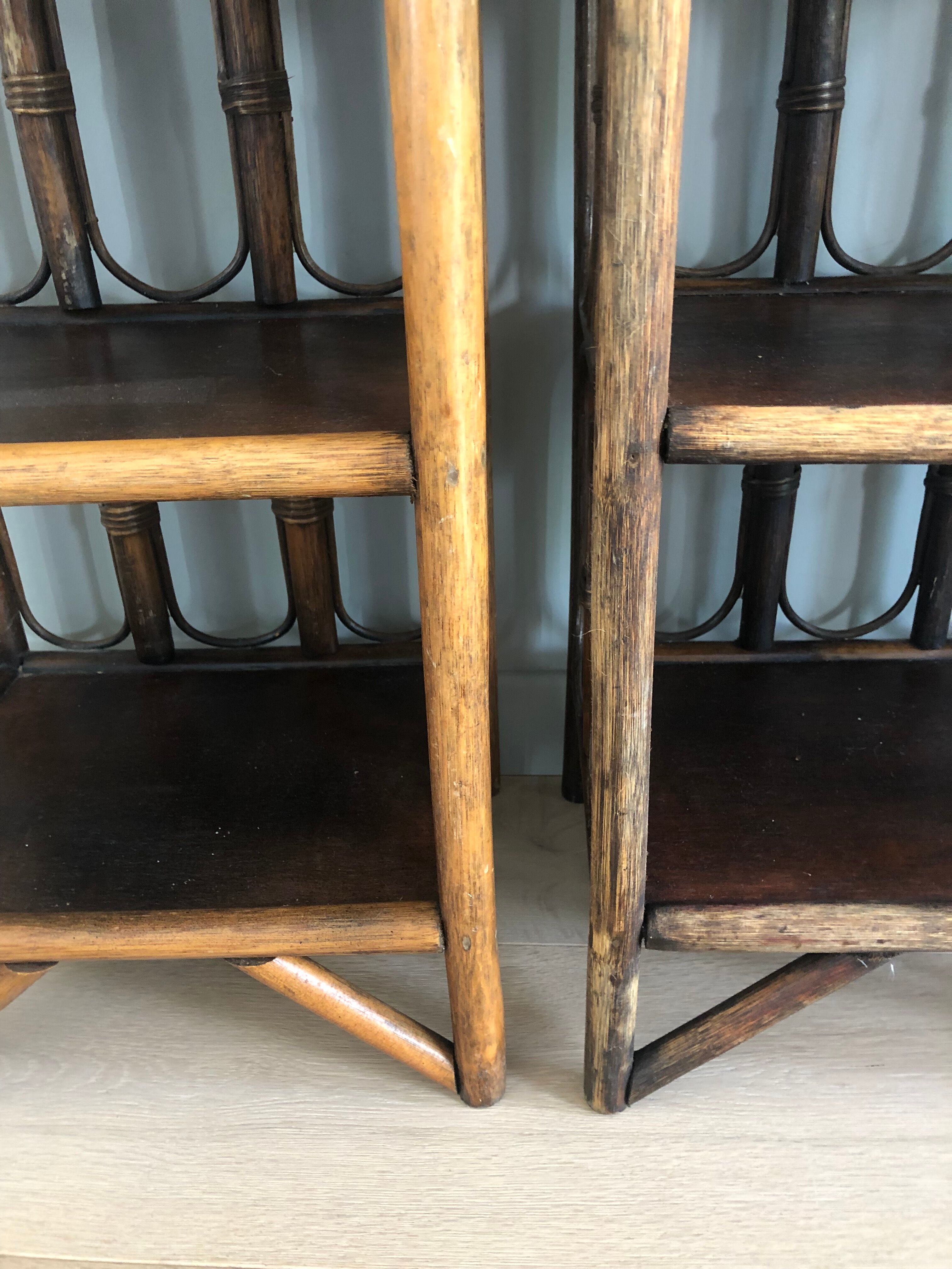 pair of vintage rattan bedside