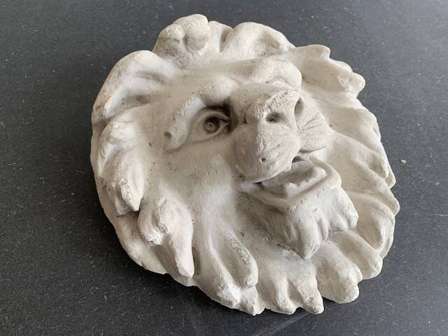 Plaster lion head, early 20th century, Academy of Fine Arts of Saint Gilles, Belgium