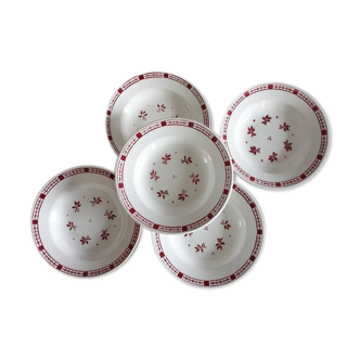 Old hollow plates floral model "Dominique" of the French factory of Digoin