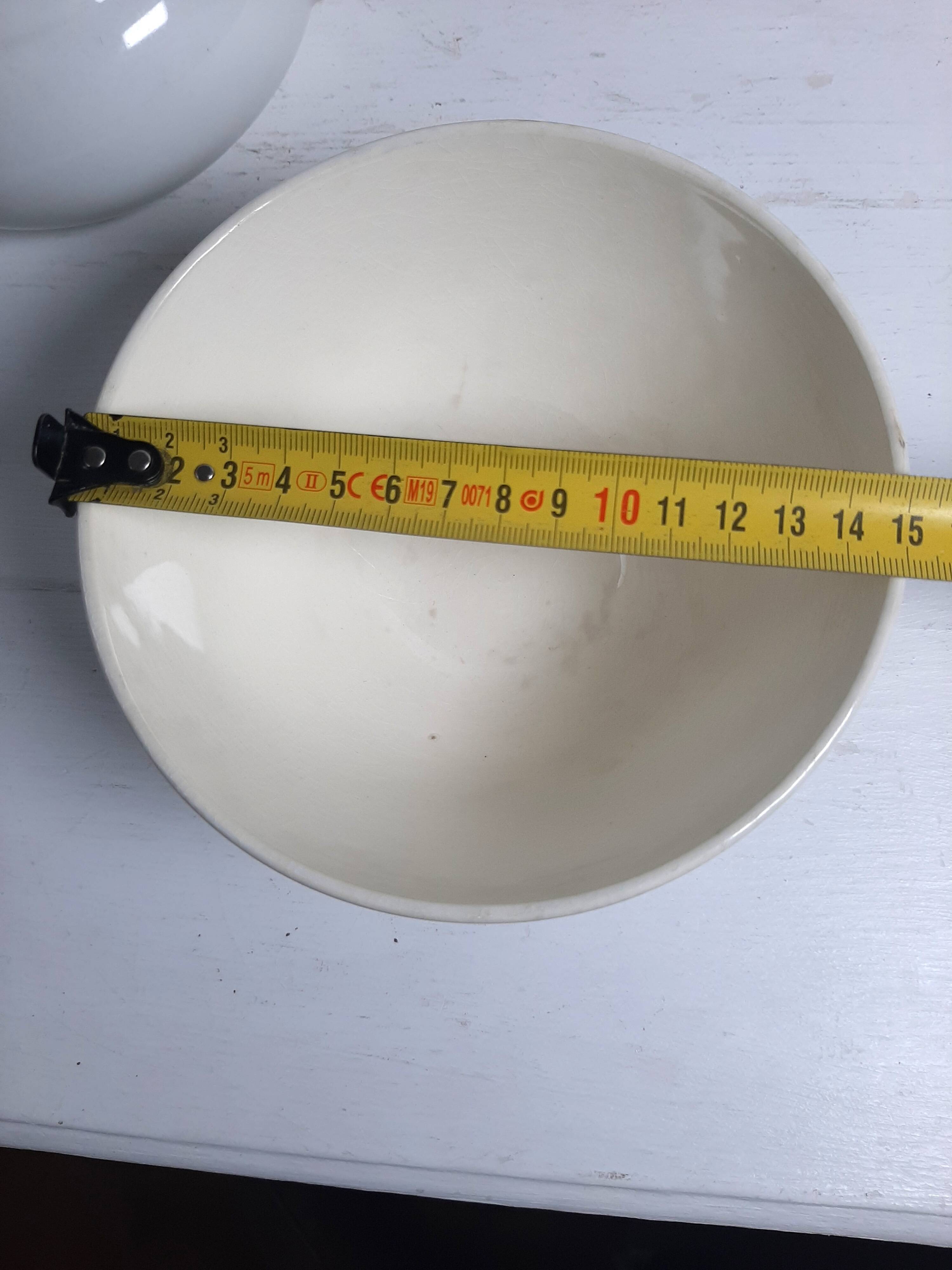 Vintage ironstone bowl from the Badonviller factory in cream and blue.