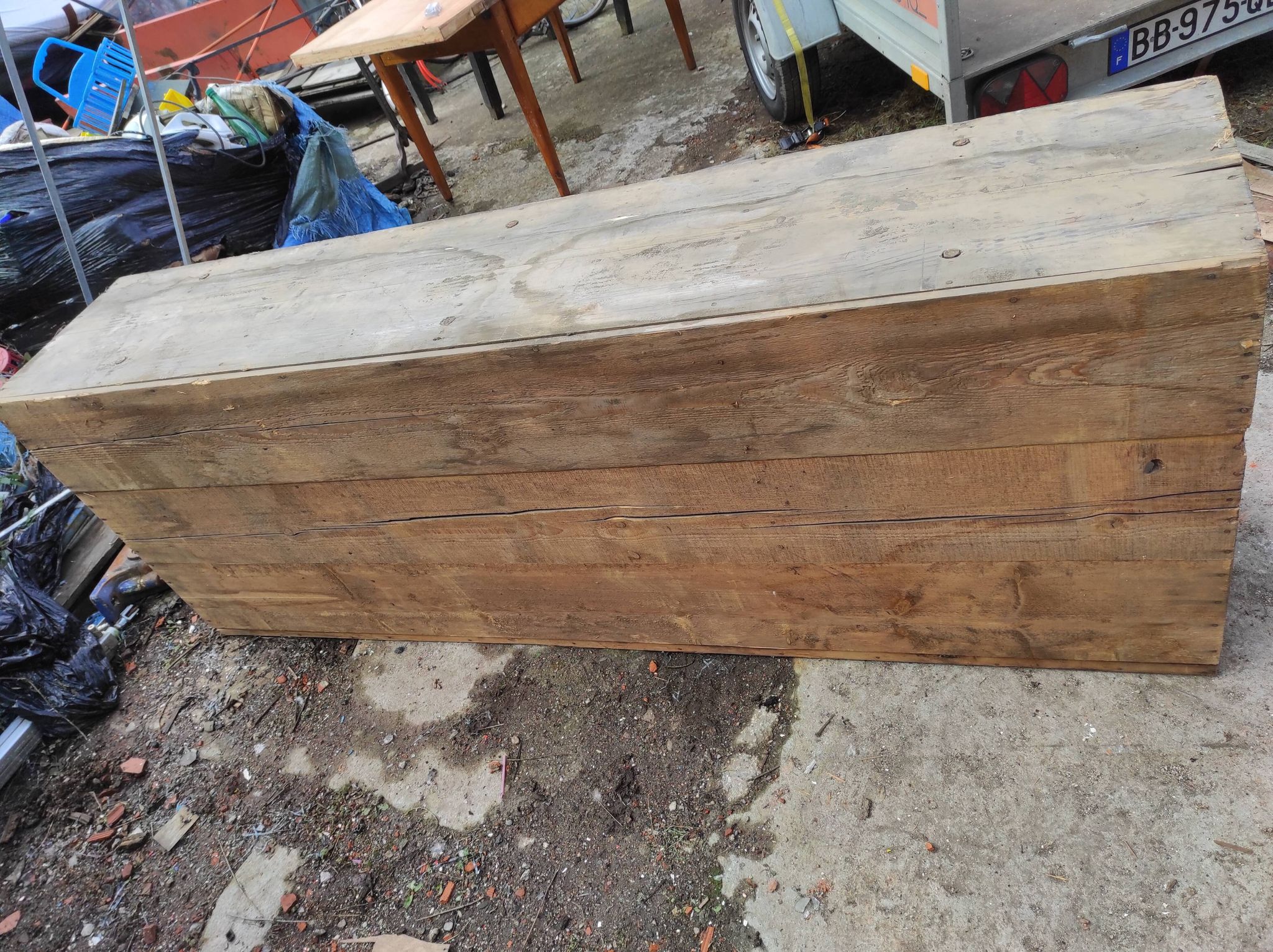 Old industrial workshop locker in fir wood