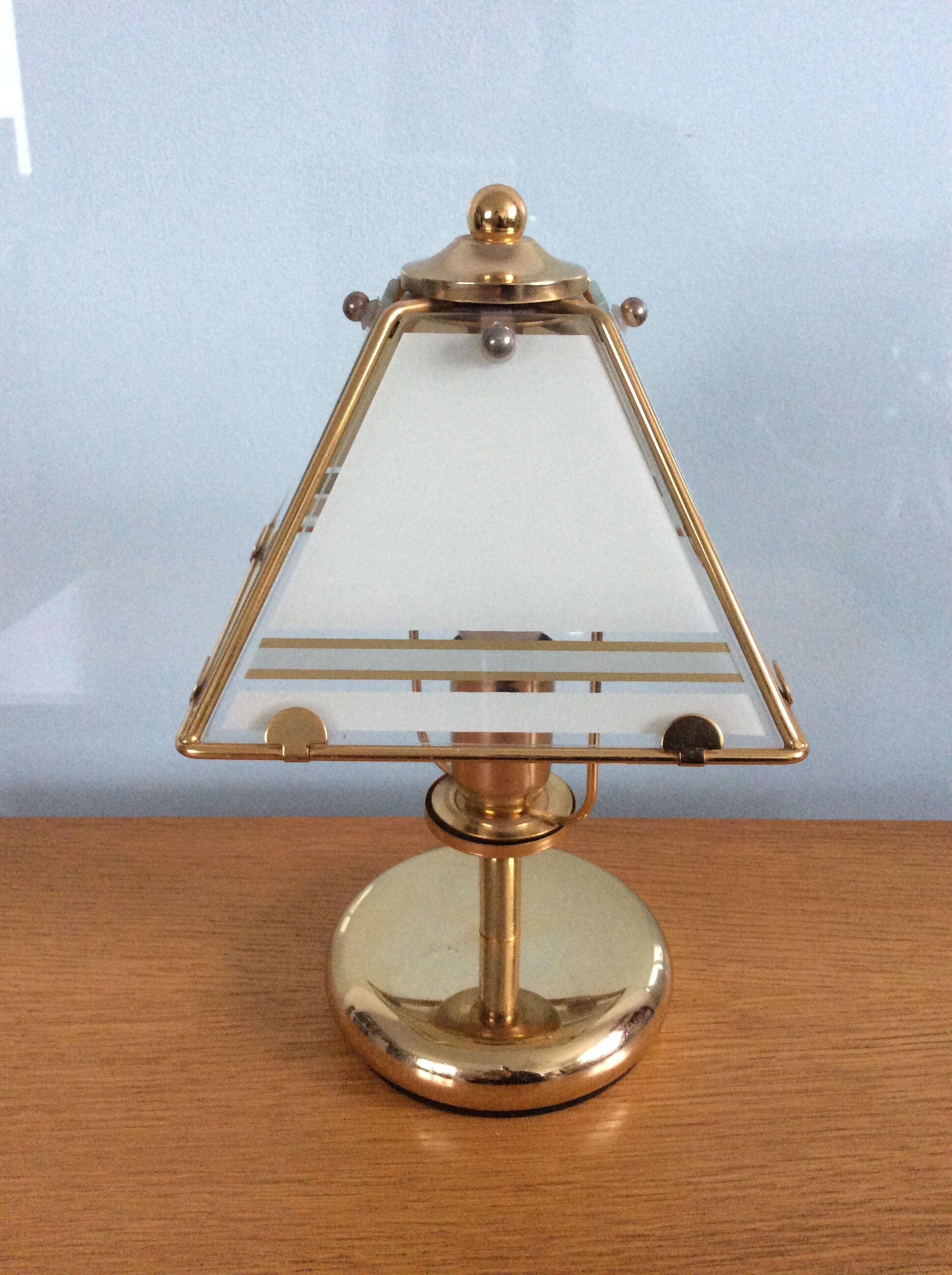 Vintage brass and glass lamp from the 70s
