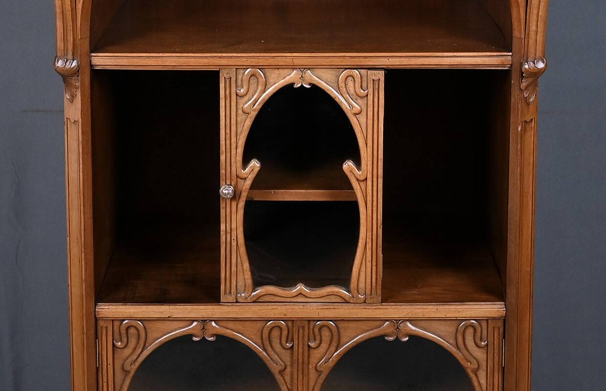 Rare Art Nouveau Light Walnut Display Cabinet – D
