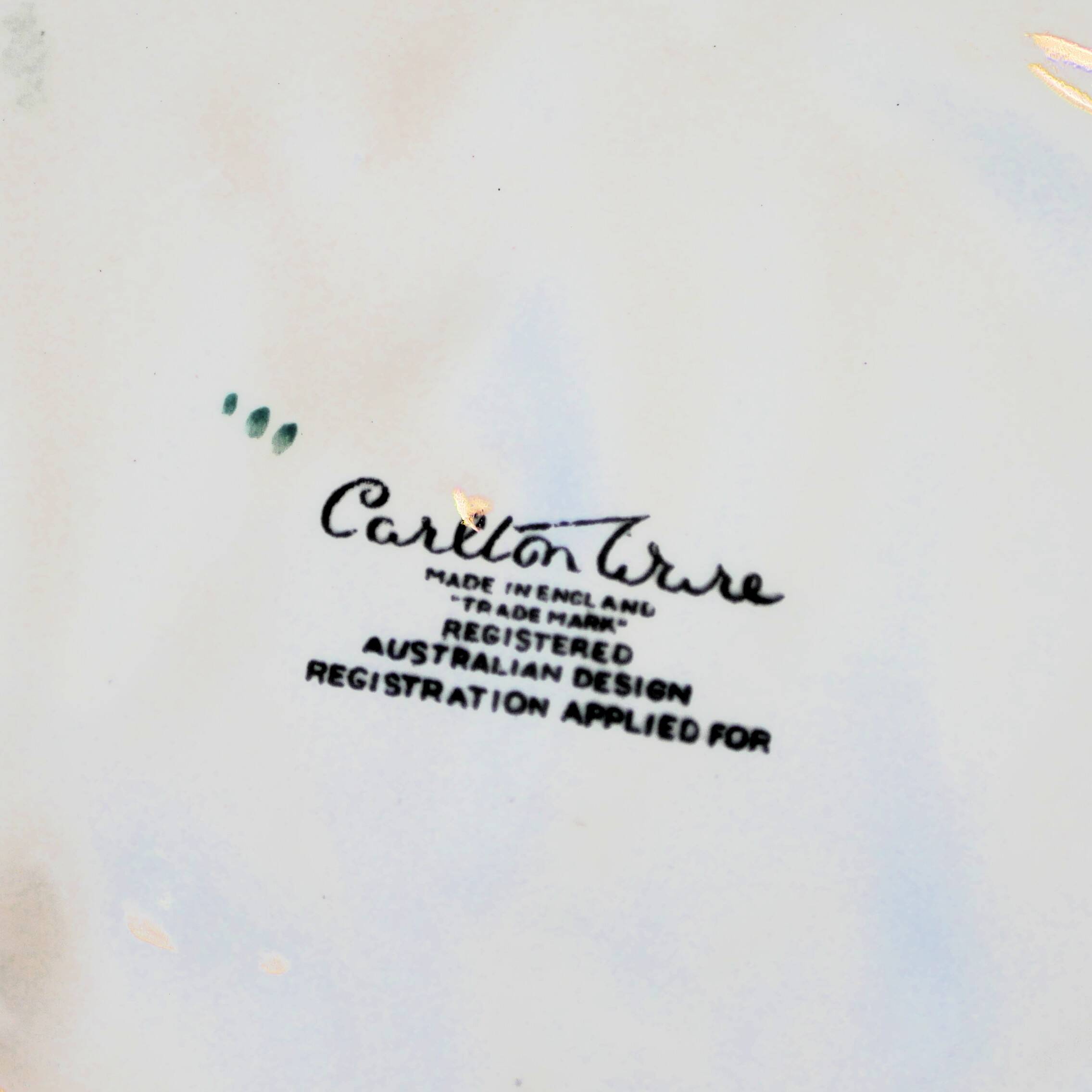 Plat de service décoratif Carlton Ware à feuilles vertes et fleurs roses