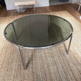 Chrome and smoked glass coffee table