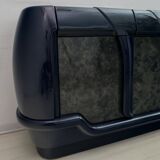 Postmodern Blue Lacquer and Black Marble Sideboard by DBM, Italy, 1980s