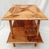 Rattan marquetry coffee table