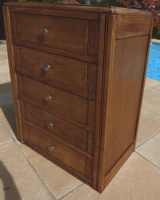 Antique upholsterer furniture with 3 drawers and a false drawer door – Completely restored