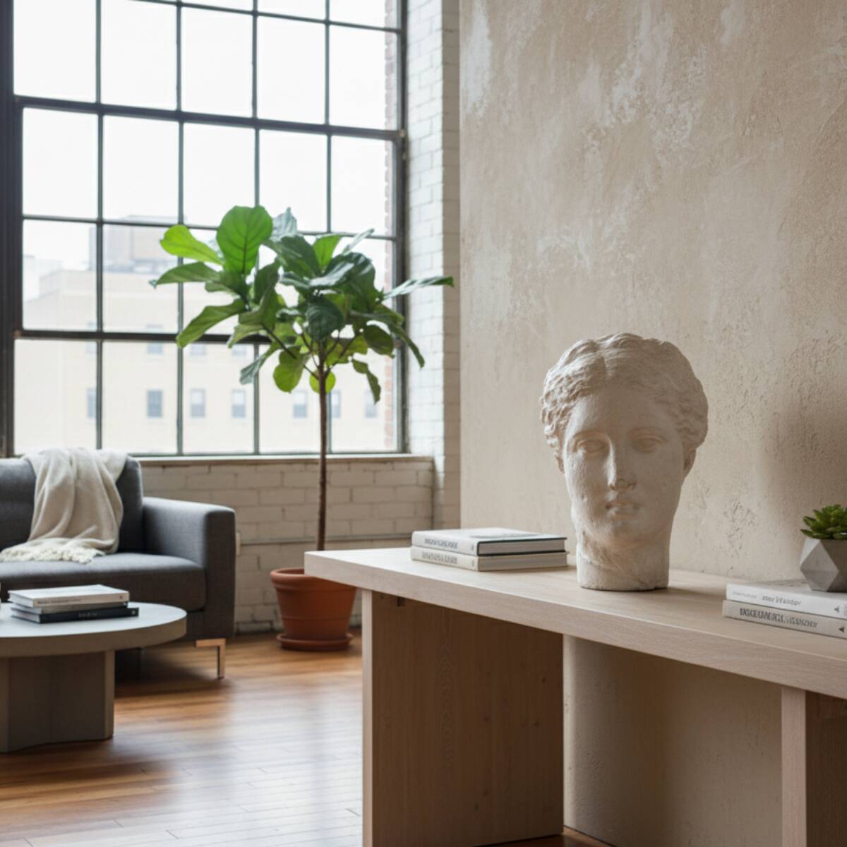 Head of Greek Goddess Hygeia, Plaster Sculpture, 1930s–1940s