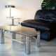 Table basse 1970 verre fumé et chrome
