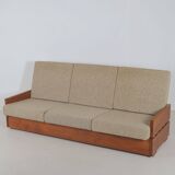 Set of Brutalist armchairs in solid wood, 1970s