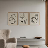 Framed set of 3 figure giclee prints, 50x70