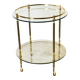 1970s mid-century modern Italian brass and glass round bar cart, Italy.