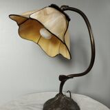 Table lamp bronze and stained glass, Tiffany style, 1991