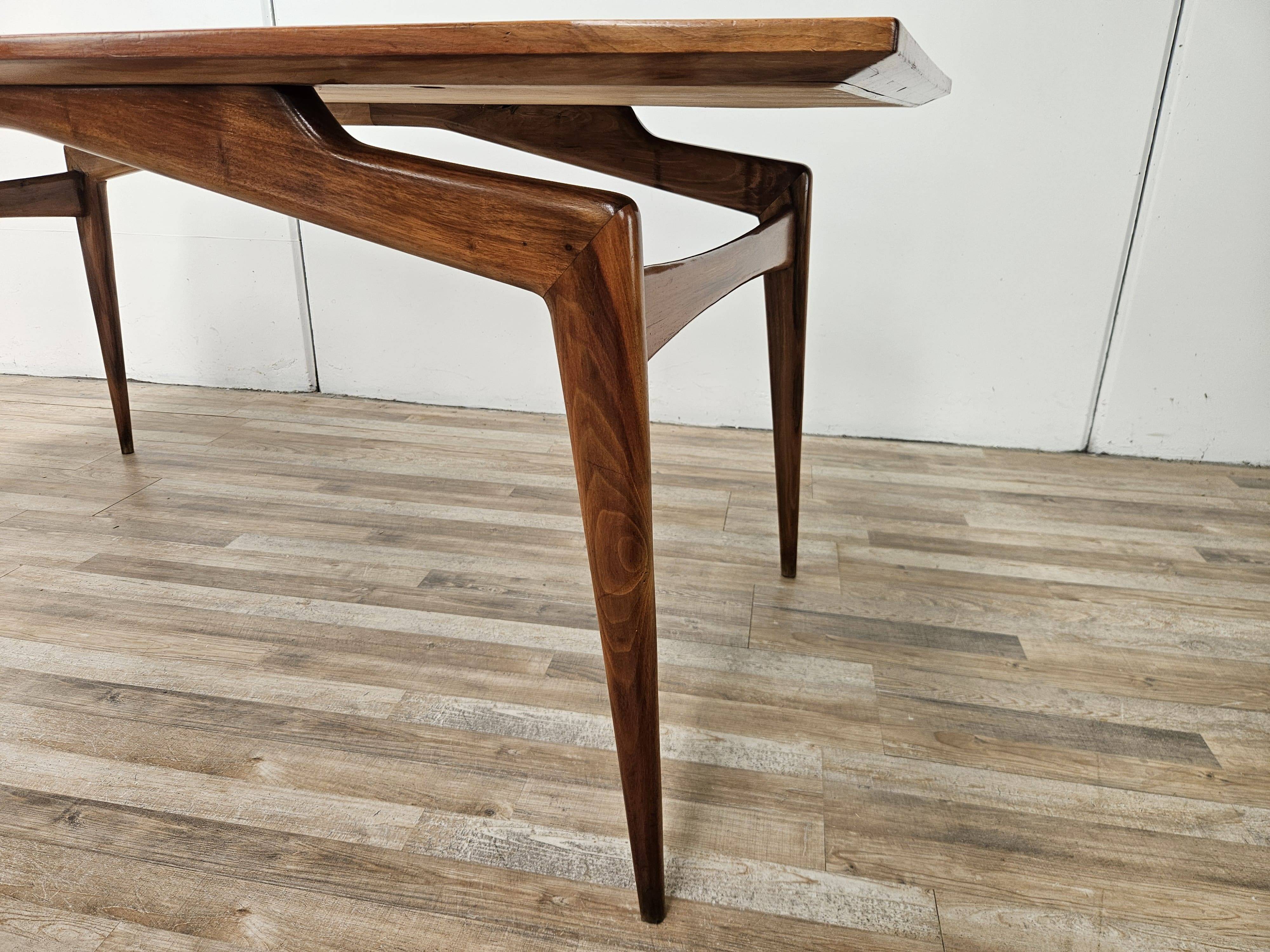 1950s wooden dining table with mirrored top
