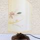 Vintage bedside lamp 60s 70s wooden base dried flower lampshade