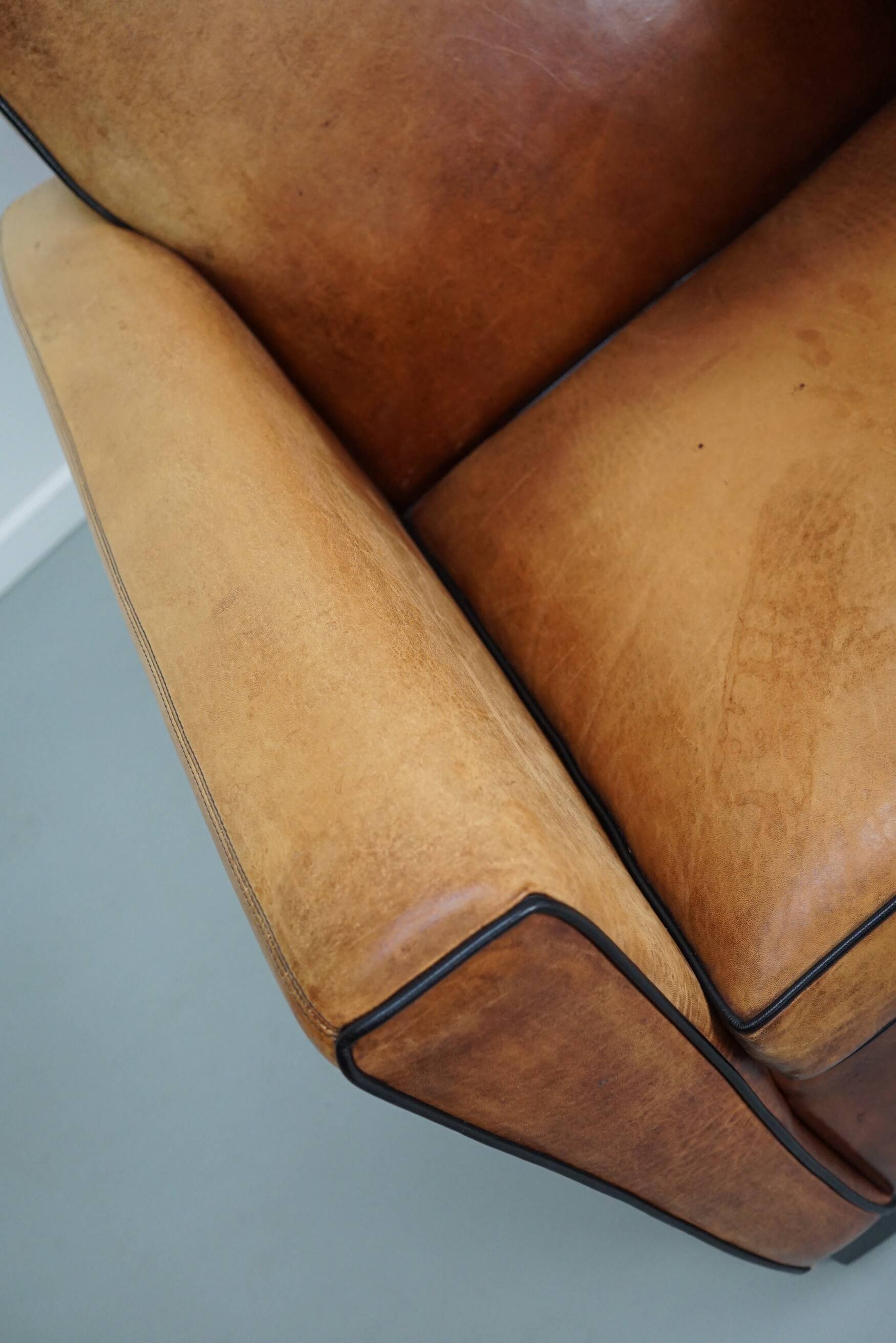 Fauteuils de club en cuir couleur cognac néerlandais vintage, ensemble de 2