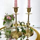Golden brass candle holders