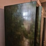 Cabinet in bamboo marquetry and brass by Dal Vera circa 1970