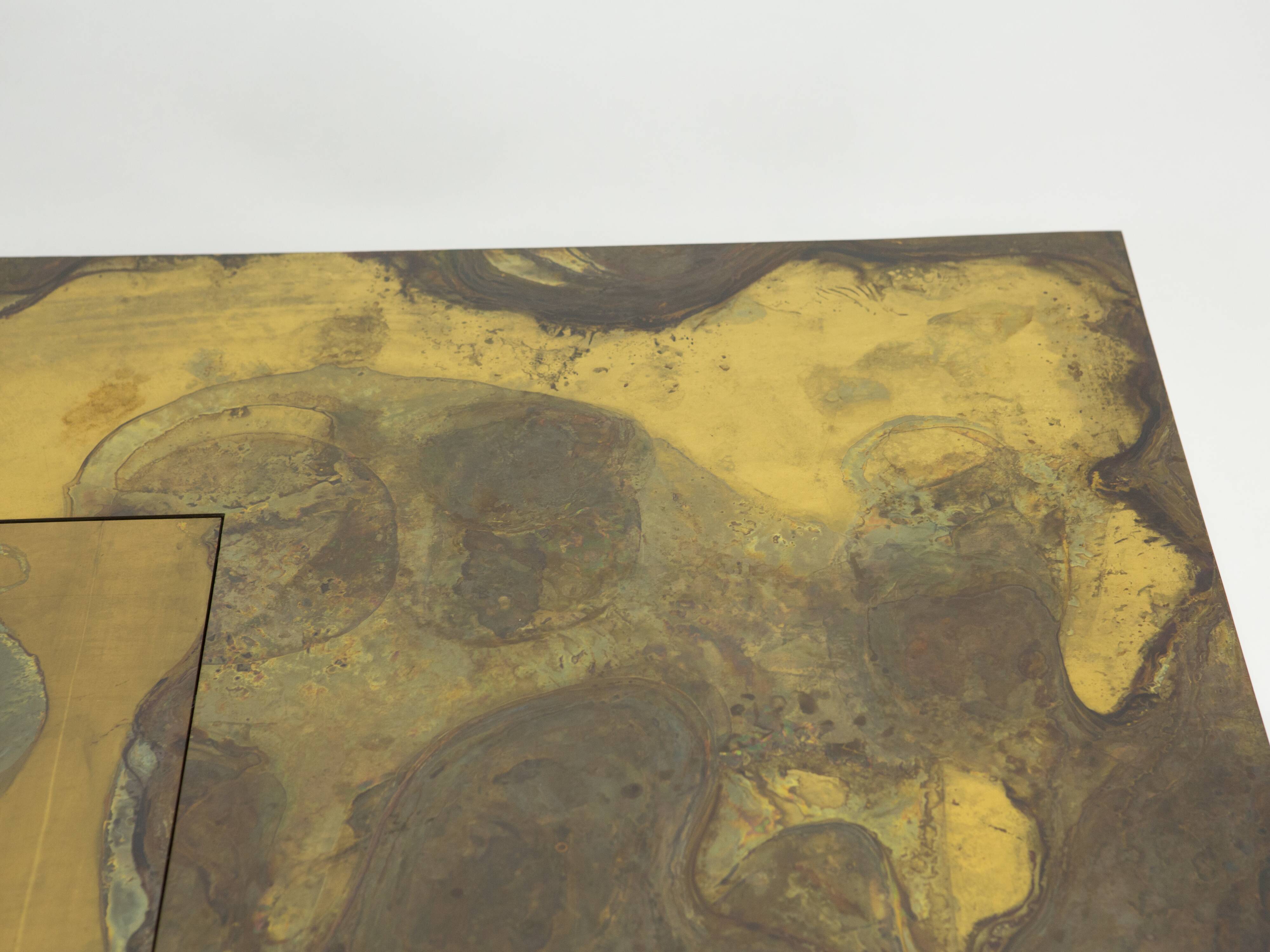 Isabelle and Richard Faure's unique patinated oxidized brass coffee table 1970