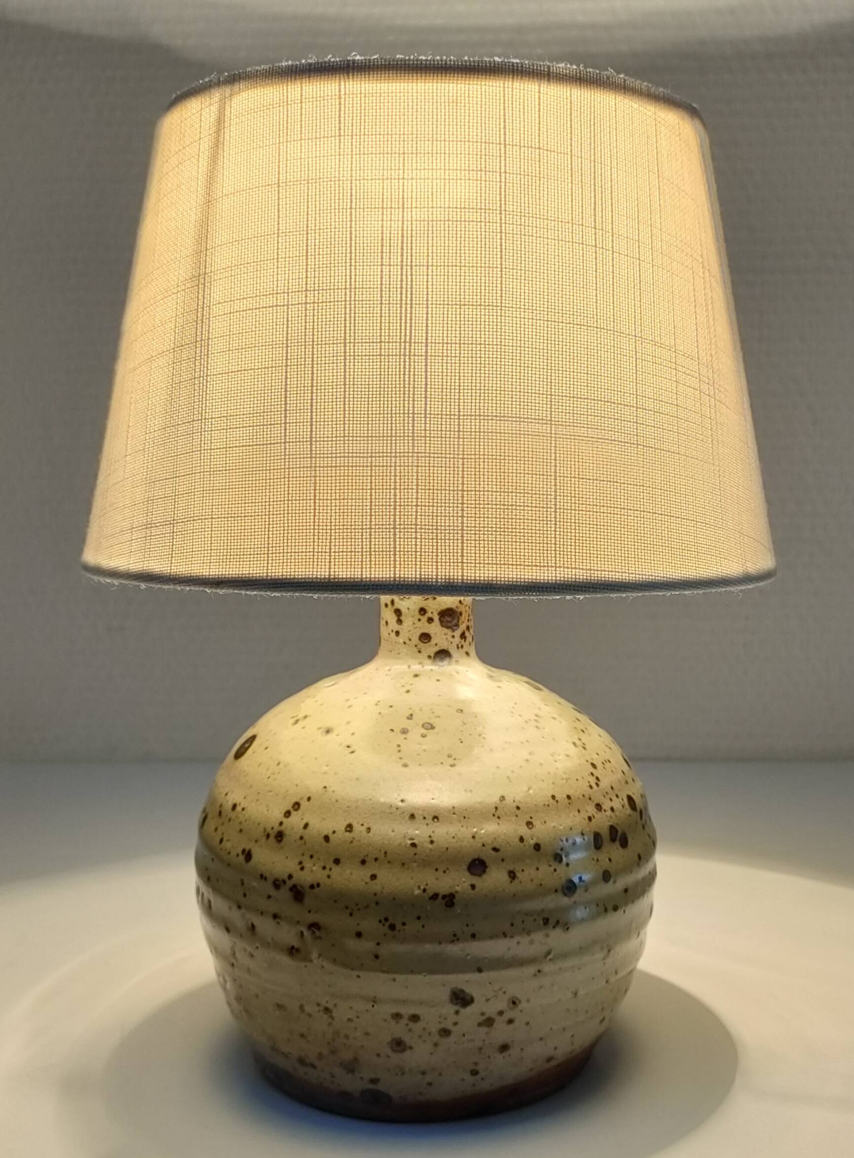 Gustave Tiffoche pyrite enamelled sandstone ball lamp base