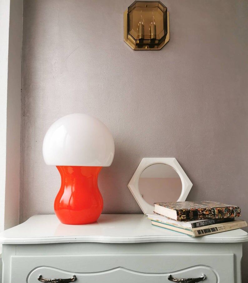 Unique glass mushroom lamp 1970