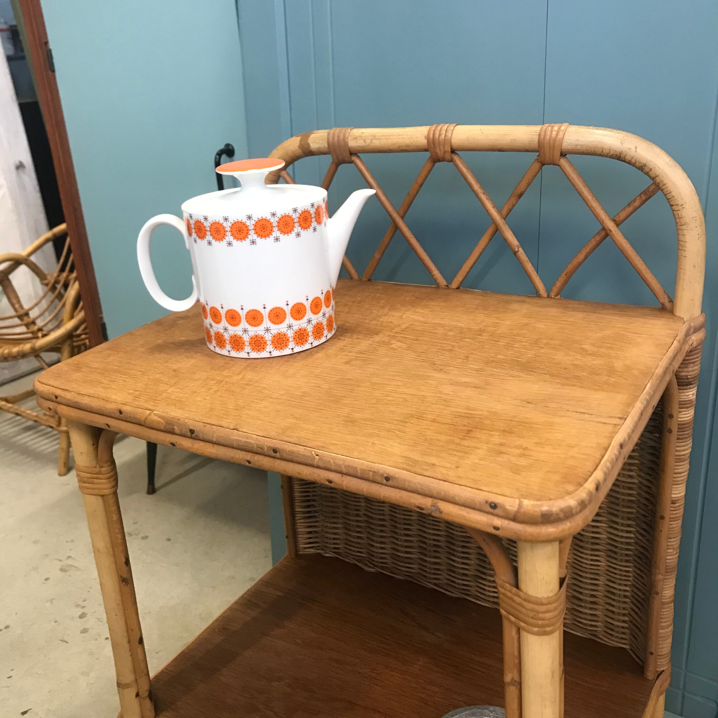 Bamboo and rattan bedside table