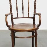 Chaise bistrot ancienne en bois avec accoudoirs