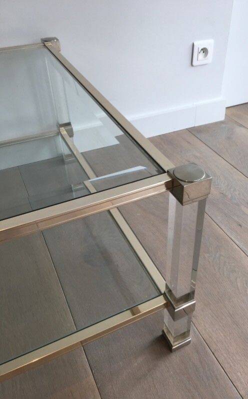 Large coffee table in plexiglass and chrome