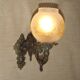 French antique electrified old brass gas mantle with patterned glass shade 4971.