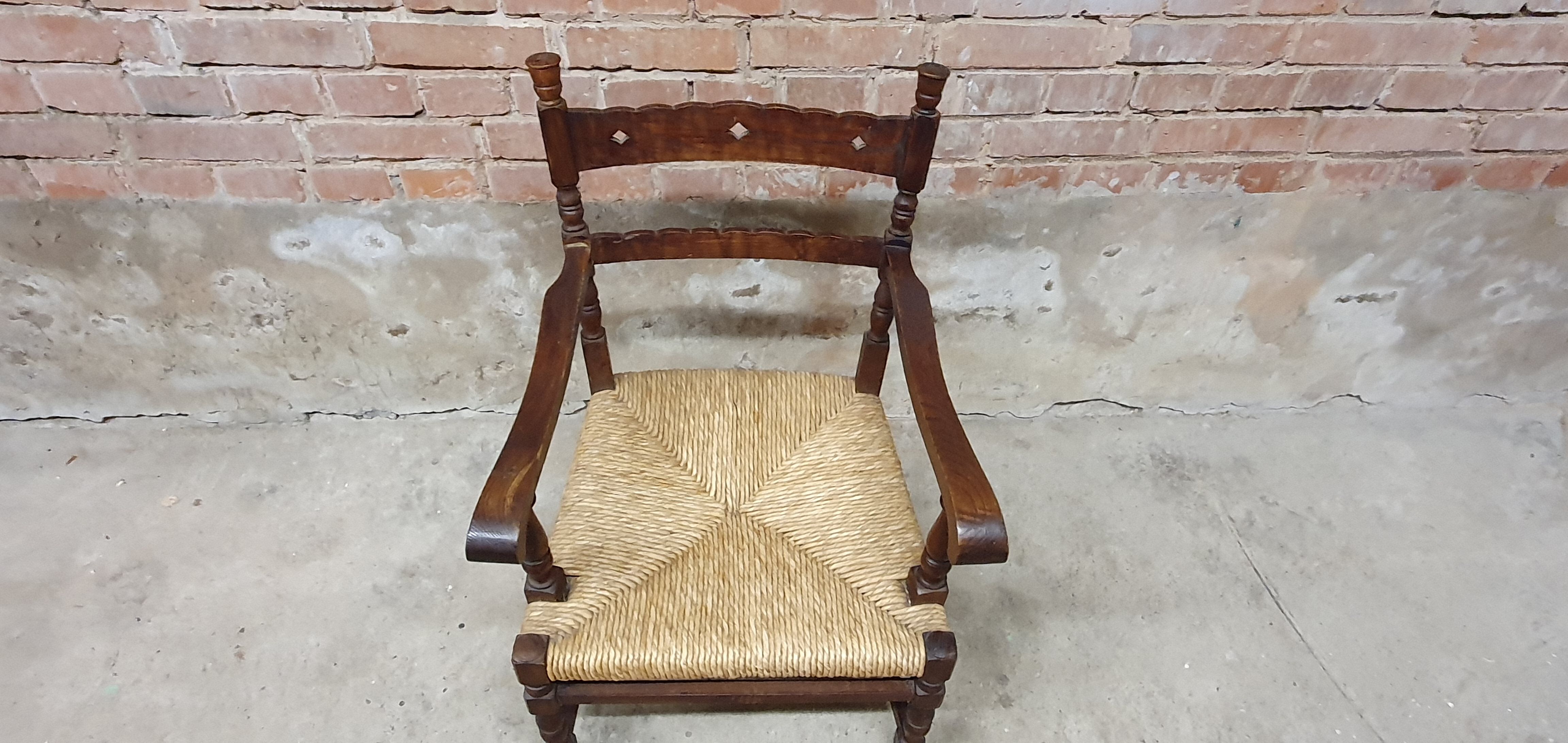 Vintage armchair in ash and cane