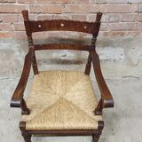 Vintage armchair in ash and cane