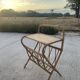 Vintage rattan side table with magazine rack
