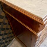 Louis Philippe antique chest of drawers with 4 drawers and a white marble top.