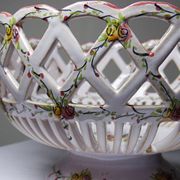 Openwork bowl in painted earthenware, Émile Tessier Le Croisic, 30-50's accident