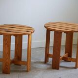 Pair of pine stools by a Swedish cabinetmaker, mid-century, 1960s.
