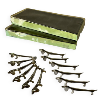 Porte couteaux vintage teckel métal argenté