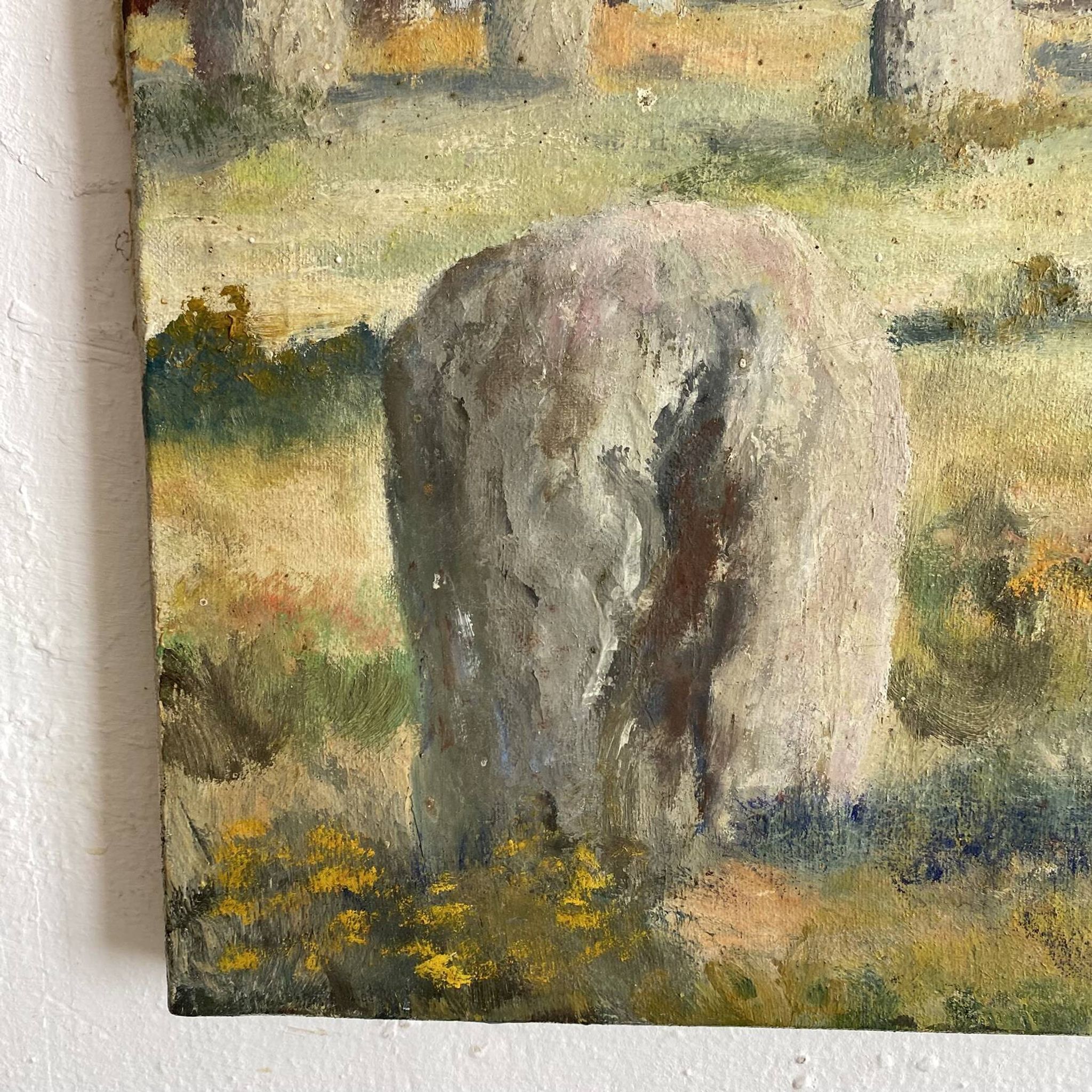 Oil on canvas landscape of Brittany by Lucien Ferriot, Dolmens.