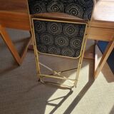 Set of 2 folding chairs in velvet and gold metal