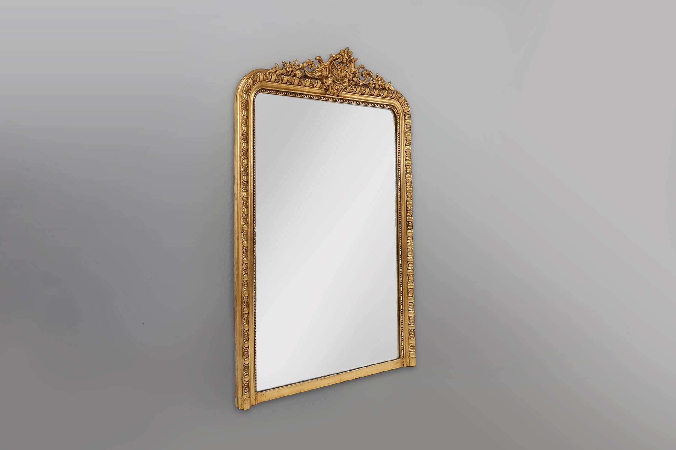 Large French antique gilt wooden chimney mirror, ca 1890