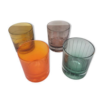 Set of 4 Mikasa colored glass glasses